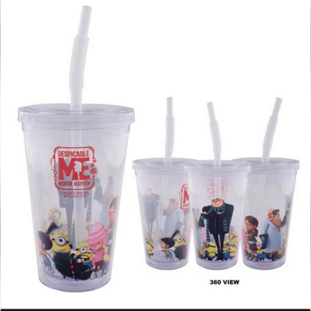 Universal Studios Minion tumbler with straw